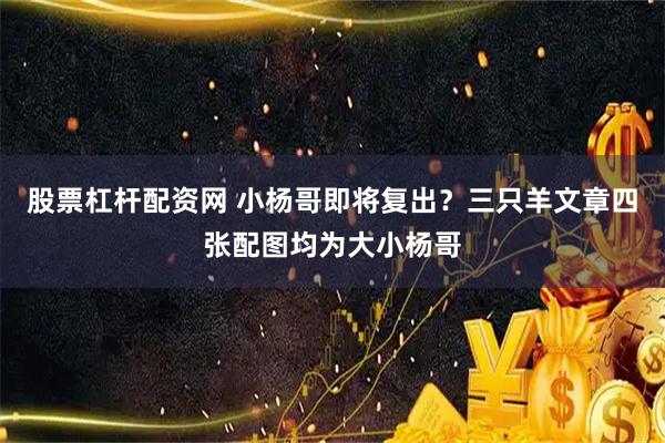 股票杠杆配资网 小杨哥即将复出？三只羊文章四张配图均为大小杨哥